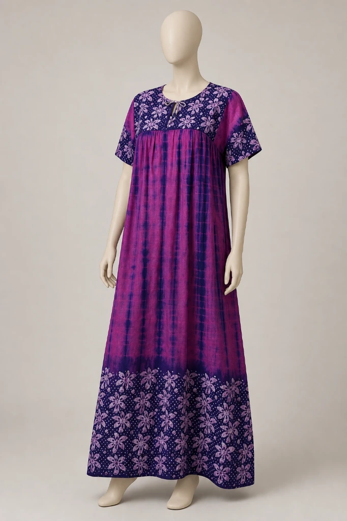 [DRESS-001] Tie-Dye Maxi Dress (Dark magenta)