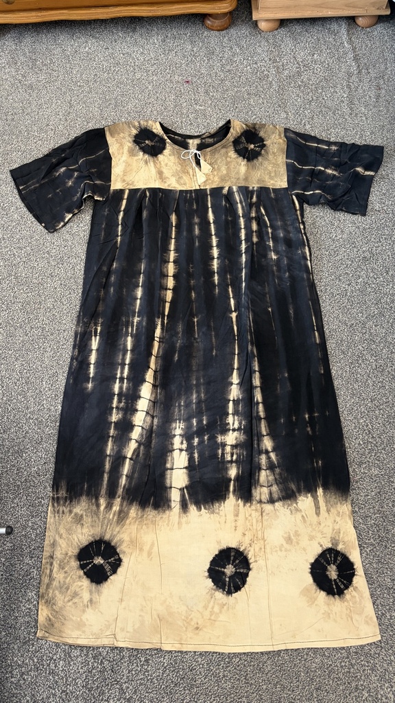 [SUN-001] Sunburst Tie-Dye Maxi Dress (Black tan)