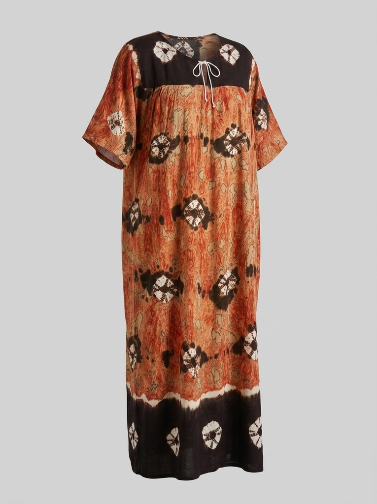 Rust Orange Sunburst Maxi Dress