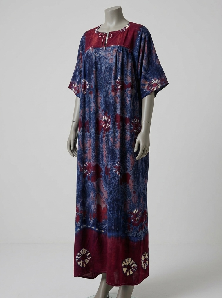 Navy Burgundy Sunburst Maxi Dress